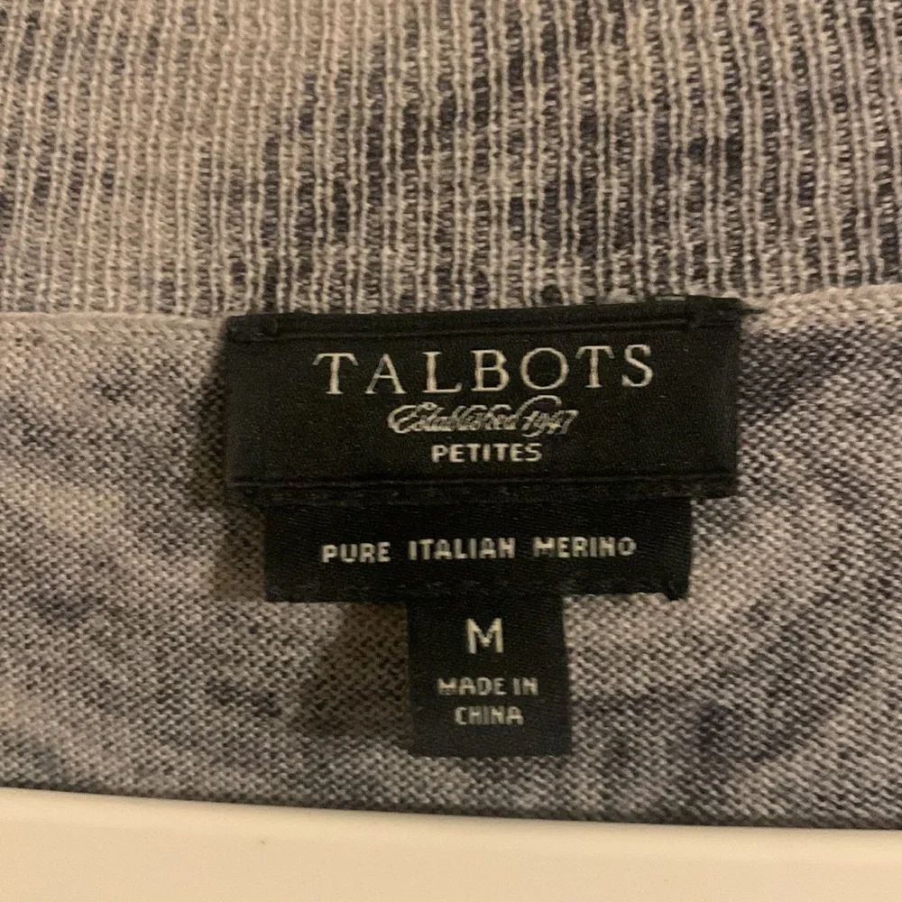 Talbots gray paisley merino wool sweater MP - Picture 3 of 4